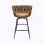Luxueux tabourets de bar en cuir tressé technique, ensemble de 2 avec pivot à 360 degrés, confortable et durable pour la cuisine et le bar-1176652716