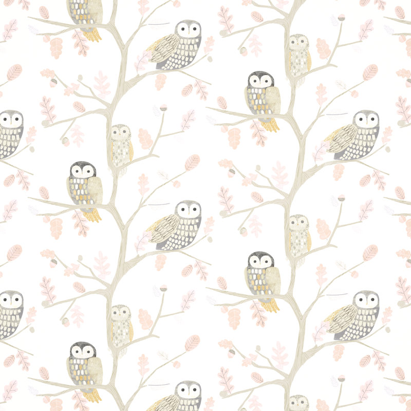 Little Owls Wallpaper, Powder