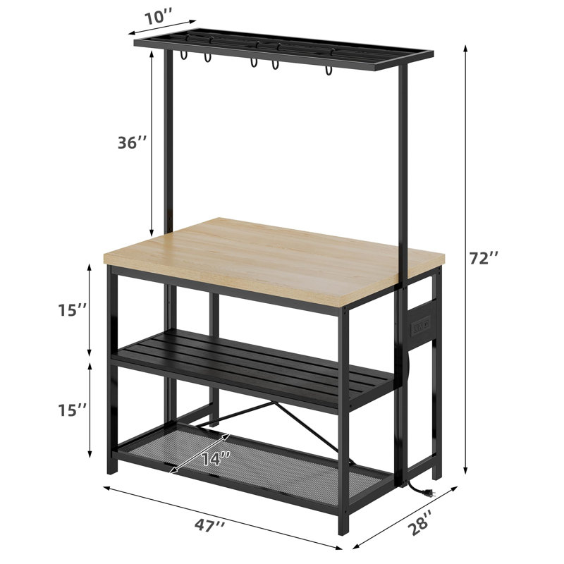Bretonneux Kitchen Island, Beige