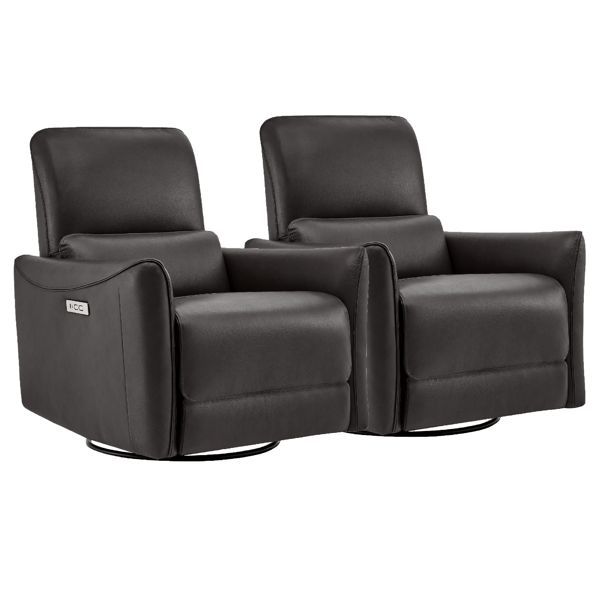 Nikolas Santo Genuine Leather Swivel Power Recliner, Impression Dark