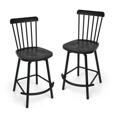 Outdoor Counter Height Swivel Bar Stool - Spindle Back