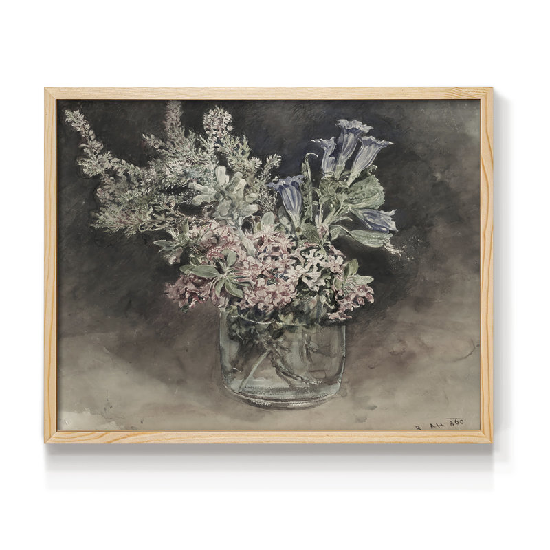 Motif floral rétro-imprimé, H 8 po x l 10 po, Naturel
