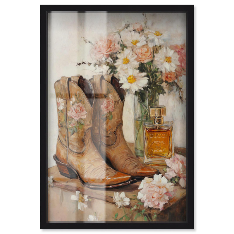 «Delicate Floral bottes II Shadowbox Print» par Art Remedy, Noir, H 16 po x l 11 po