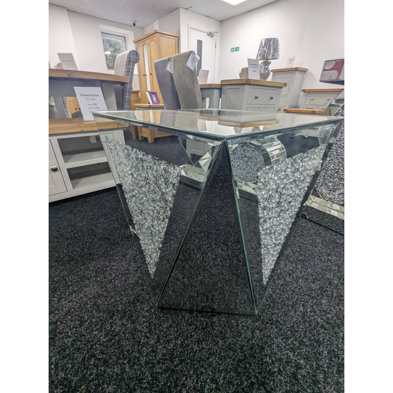 Nova Mirrored End Table with crushed diamonds