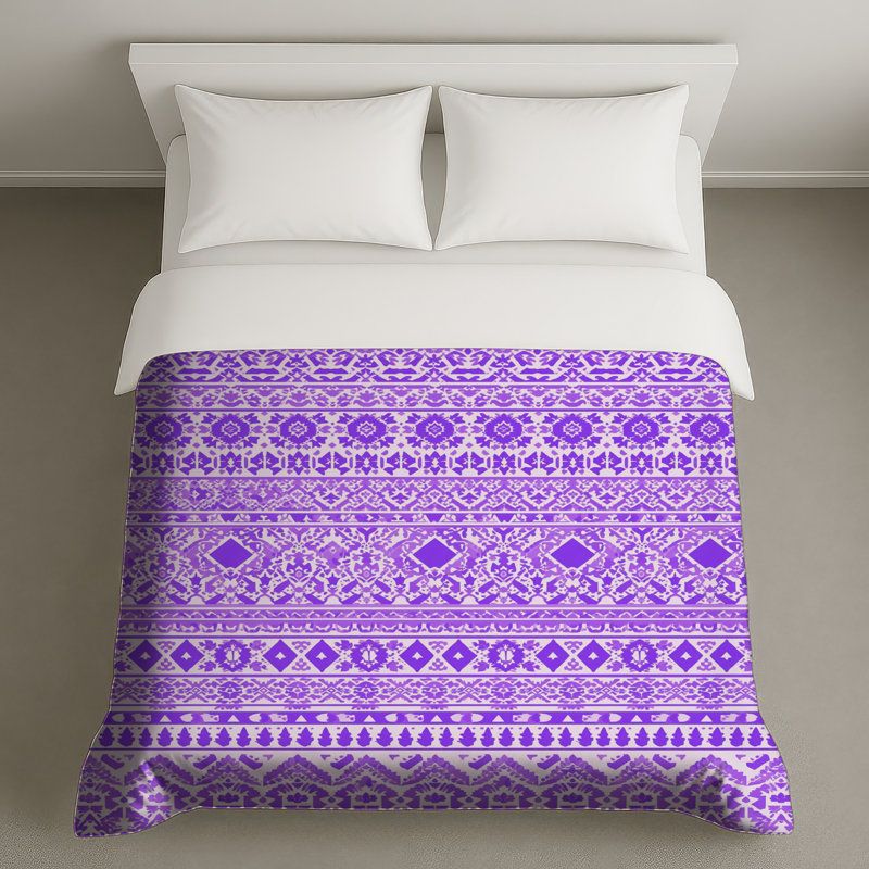 Housses de couette à motif ornemental mauve, Grand lit