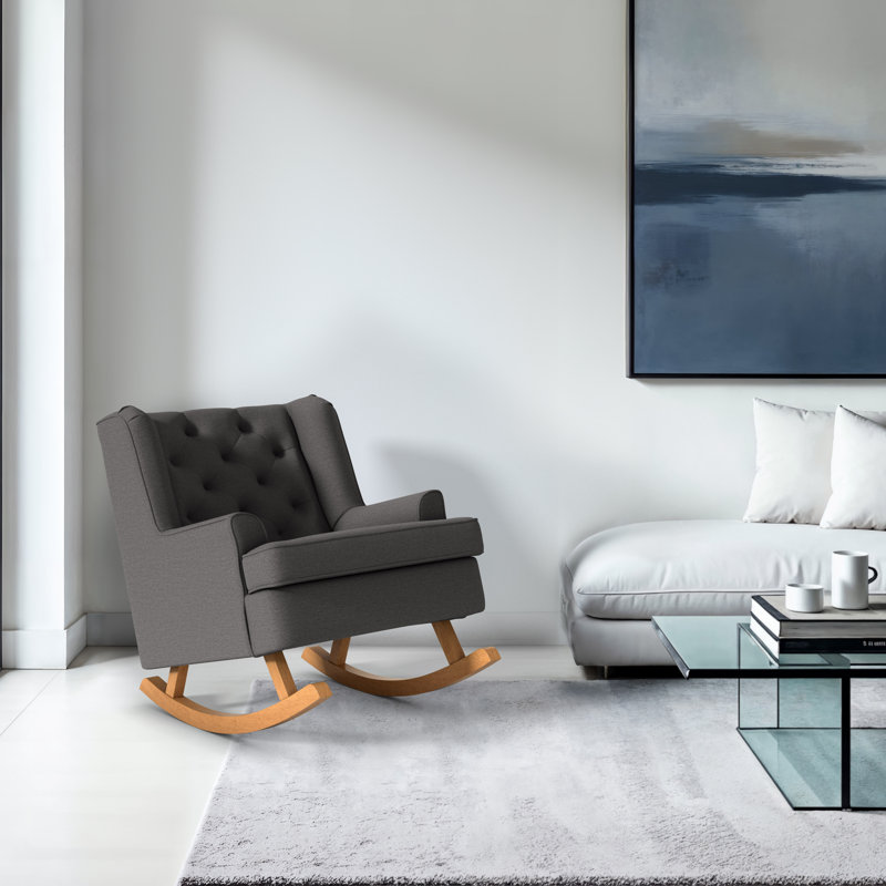 Chaise berçante capitonnée en tissu, Gris