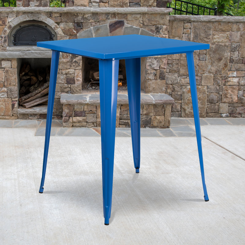 Table carrée intérieure / extérieure Angeleca, bleu, l 33,25 po x L 33,25 po x H 40,75 po