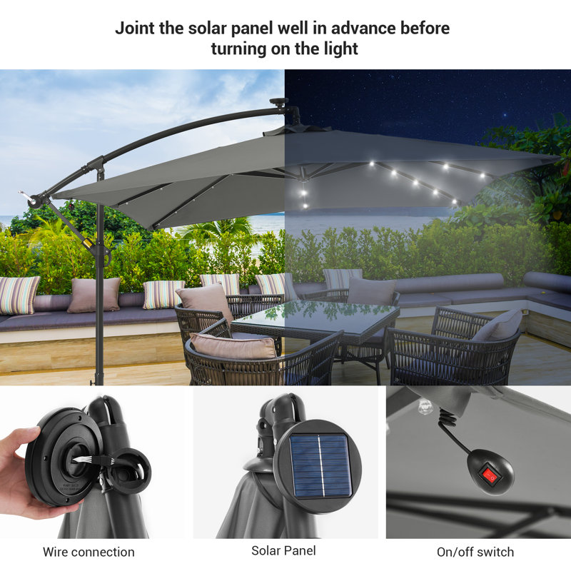  Parasol en porte-à-faux 8 pi 2 po, Gris