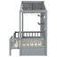 Lit simple avec tablettes, gris, toit charmant pour une chambre à coucher relaxante, espace romantique, serein