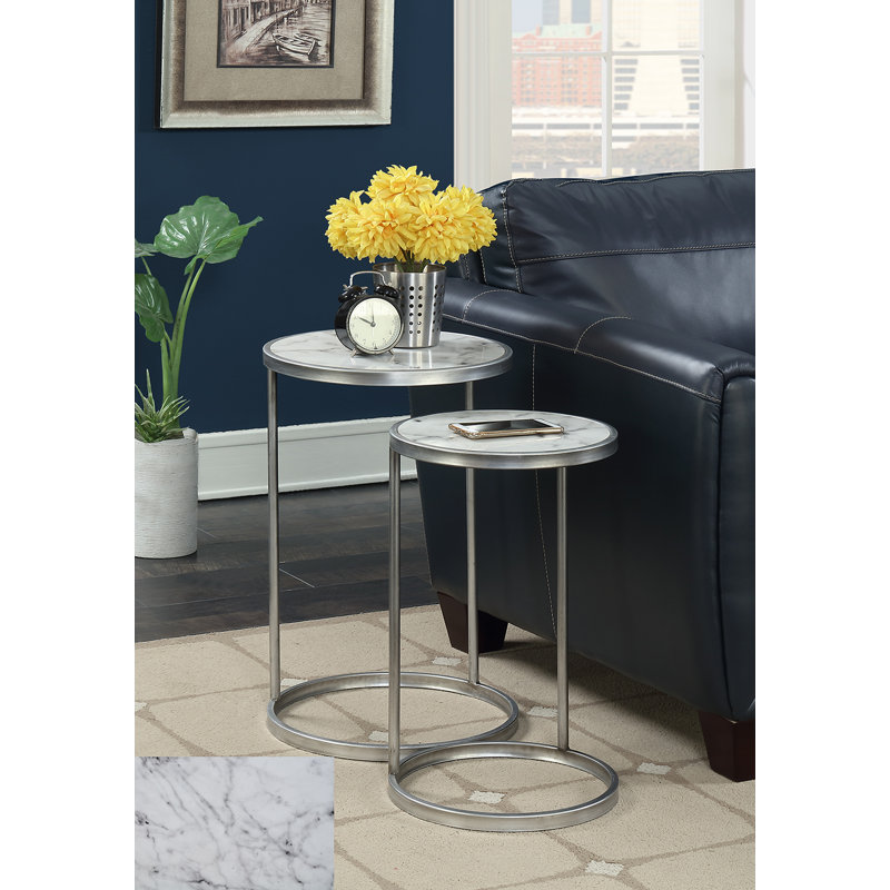 Lombox Nesting Tables, Silver, White