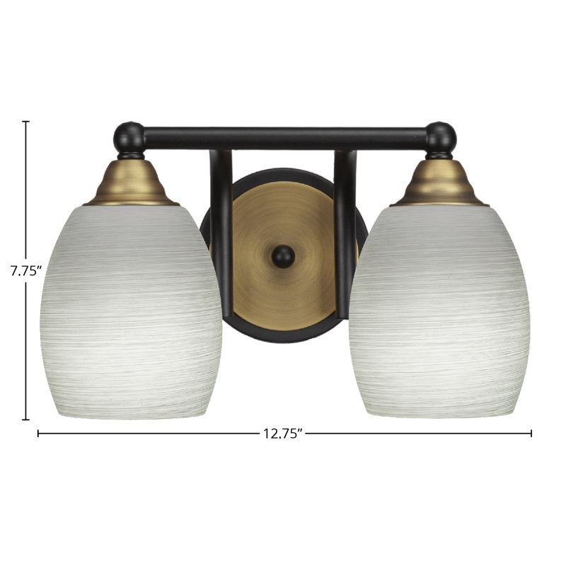 Michell 2-Light Bath Bar, Matte Black/Brass