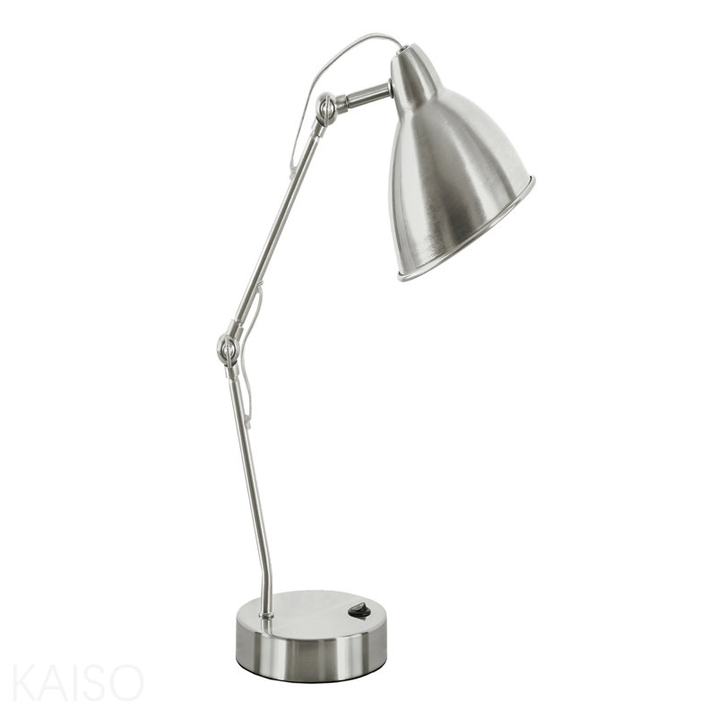 Éclairage, H 17 po, lampe de table, port USB inclus, nickel métallique, abat-jour nickel, moderne