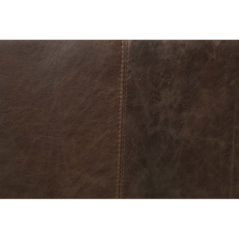 Canapé en cuir à grain chocolat vieilli avec plumes de duvet et design moderne Porchester, parfait pour les espaces de vie élégants.