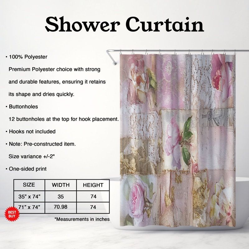 Rideau de douche Fortunatas, H 74 po x l 71 po