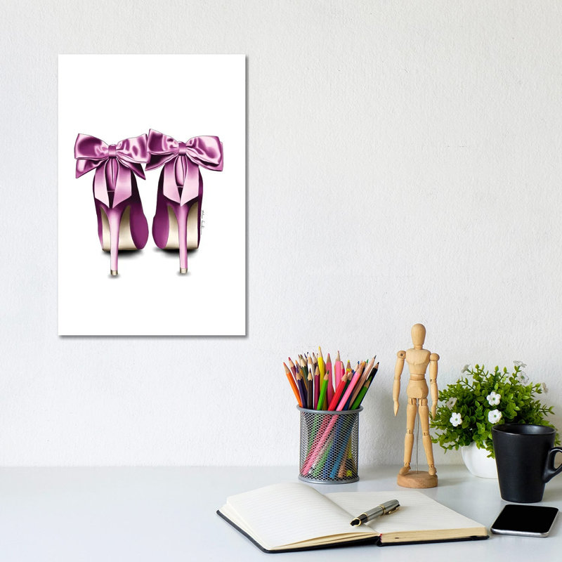 Satin Bow Heels by Elza Fouche - Wrapped Canvas Print, 20.32 cm H x 30.48 cm W