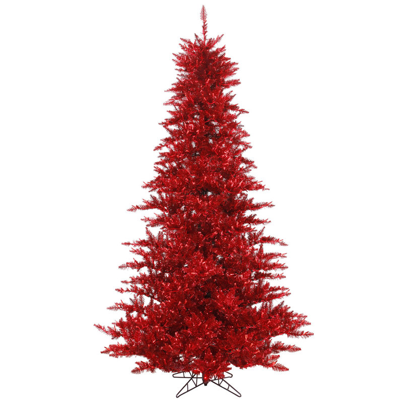 Arbre de Noël artificiel rouge Tinsel, H 5,5 pi