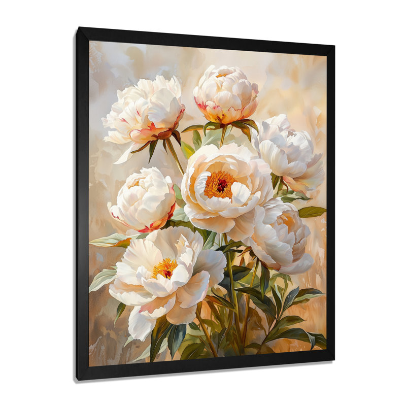 Basham - Floral Canvas Wall Art, Noir, H 20 po x l 12 po, Reproduction encadrée d'une seule photo