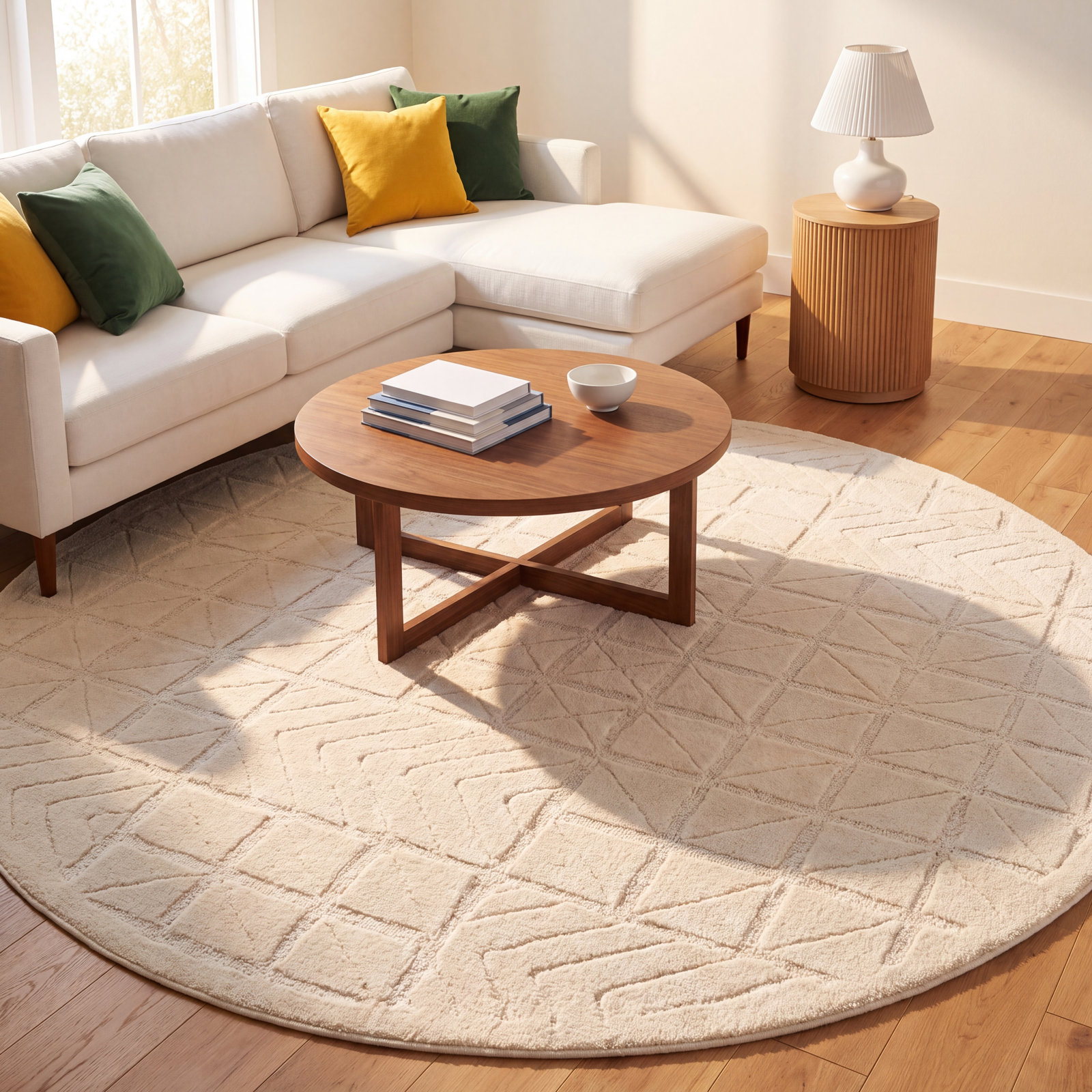 Noni Hand-Tufted Wool Geometric Rug, Round 6'