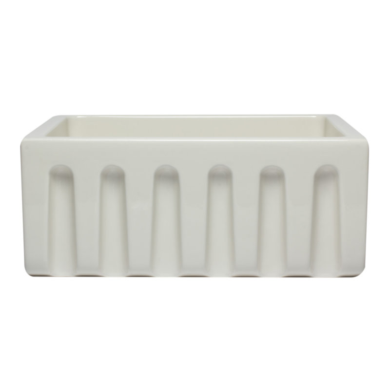 24'' L Single Bowl Fireclay Kitchen Sink, Biscuit
