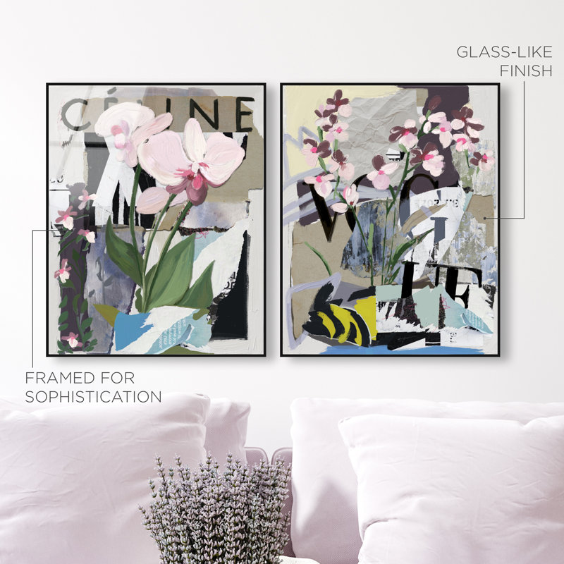 Fine Art Fashion Set High-Gloss Frameless Acrylic Glass Wall Art Floral & Botanical Print by Oliver Gal, Ready to Hang, 16 x 20