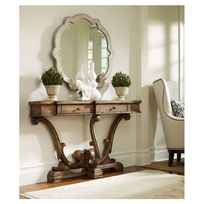 Amber Sands Traditional Wood Console Table with Storage
