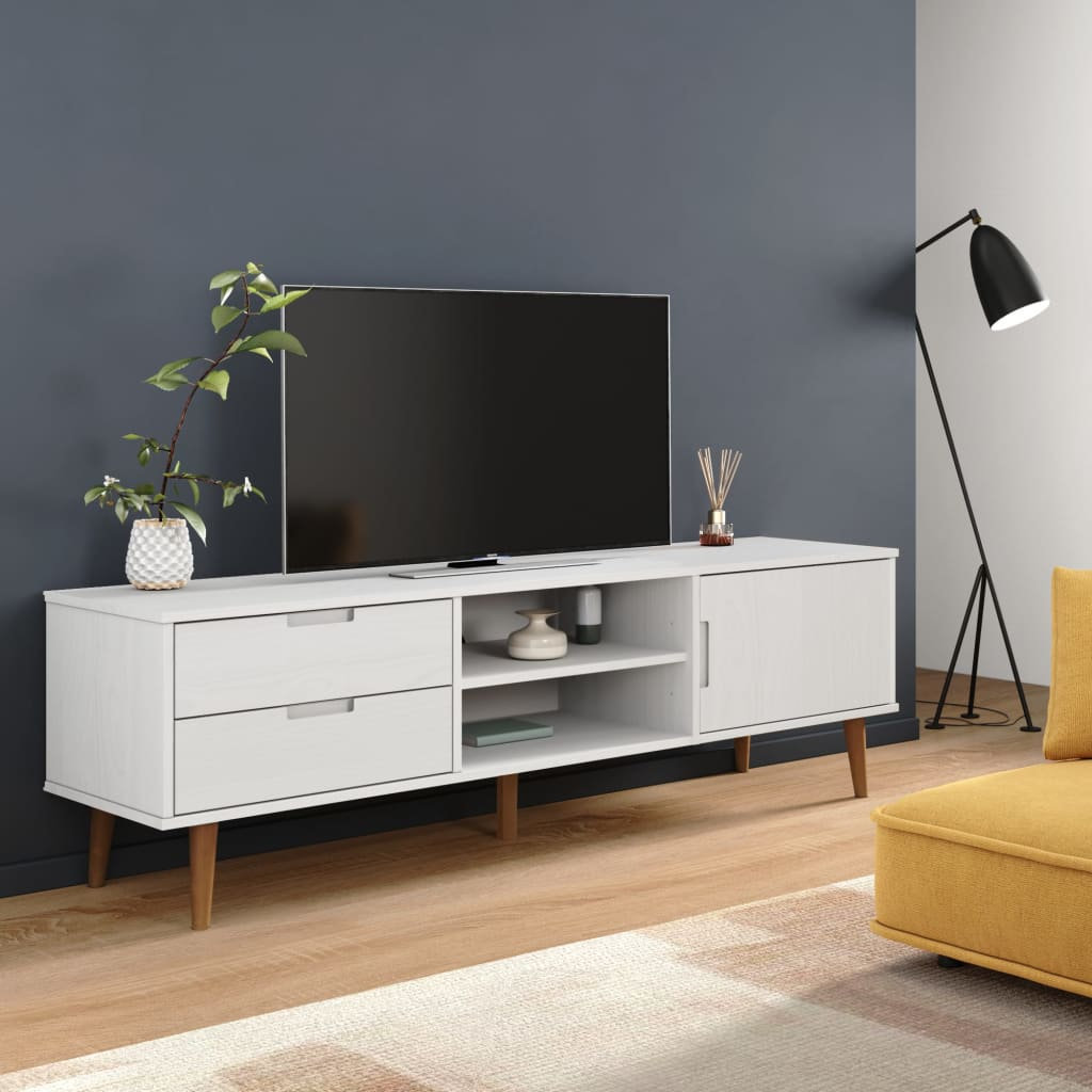 VIDAXL TV Cabinet Pine Wood White 158x40x49 cm - Image 3