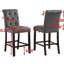 Tabouret gris à hauteur de comptoir 2 pièces Bois massif avec motif. Sièges et dossiers rembourrés. Pieds en bois. Chaises à haut dossier légèrement incurvées. L 23 po x P 19 po x H 40,2 po. Assise: H 25 po x P 16,5 po. Assemblage requis.-1510140312