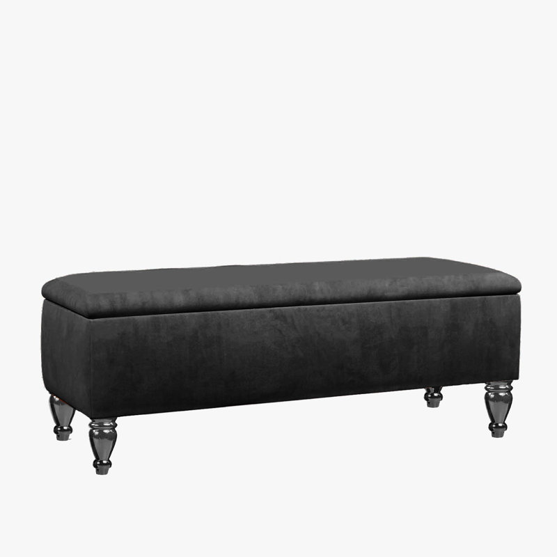Lisbon Ottoman Bench with Storage, End of Bed Bench, Rectangle Coffee Table, Upholstered Footstools, Black