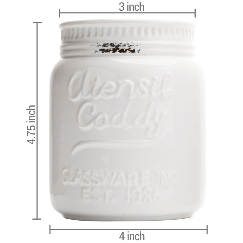 Ceramic / Porcelain Round Utensil Crock, White