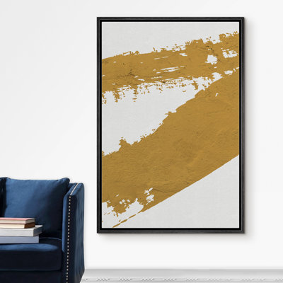 Signe, reproduction d'art sur toile encadrée, peinture dorée, duo, formes abstraites, illustrations, art moderne, contemporain, urbain, chaleureux pour le salon, la chambre à coucher, le bureau