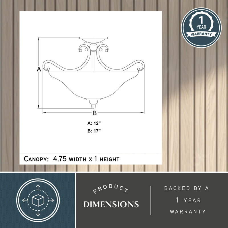 Macalla Glass Semi Flush Mount, Brushed Nickel