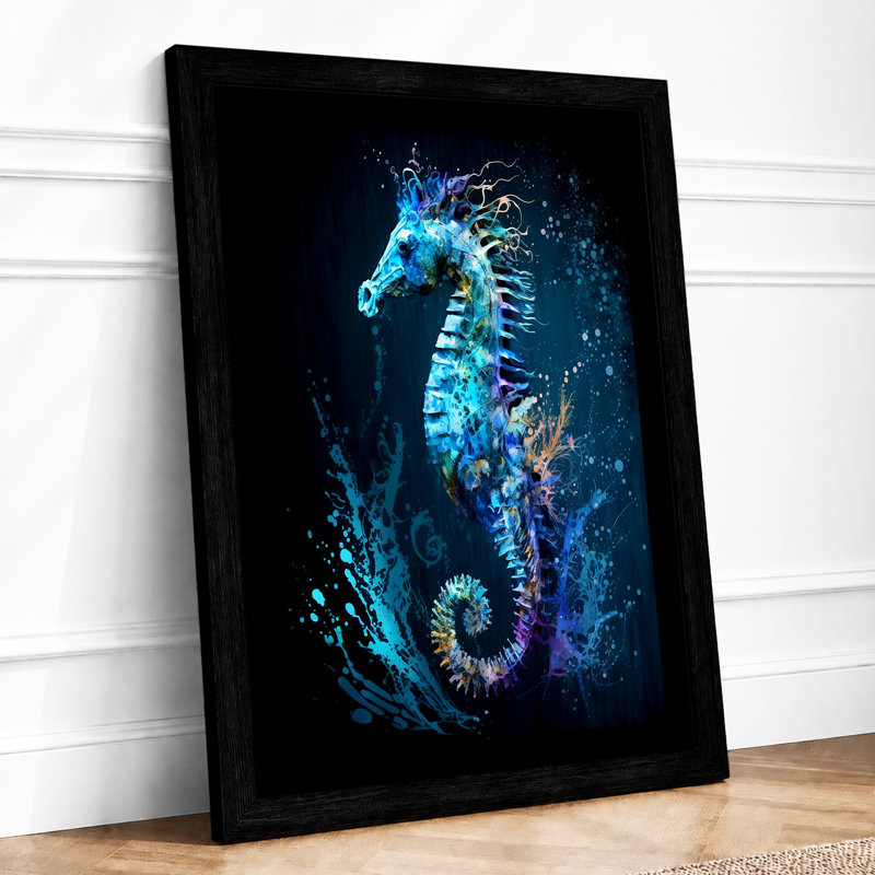 Luminous Seahorse Modern - Print, A1 - 84.1 x 59.4 cm, Black