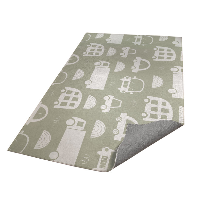 Traffic Kids Play Mat, Light Green, Rectangle 4' x 6'