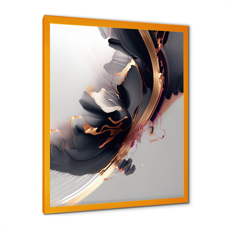 Rosegold «Black Transcendant Complexity I», reproduction d'art abstrait, Impression dorée sur toile encadrée