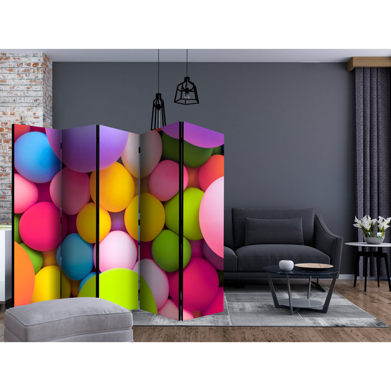 225cm W x 172cm H 5 - Panel Solid Wood Folding Room Divider