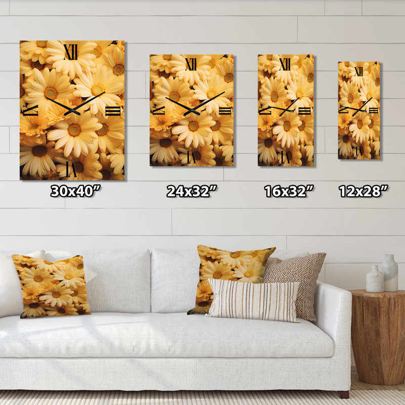 Daisies Golden Daisies - Horloge murale florale surdimensionnée, Petit