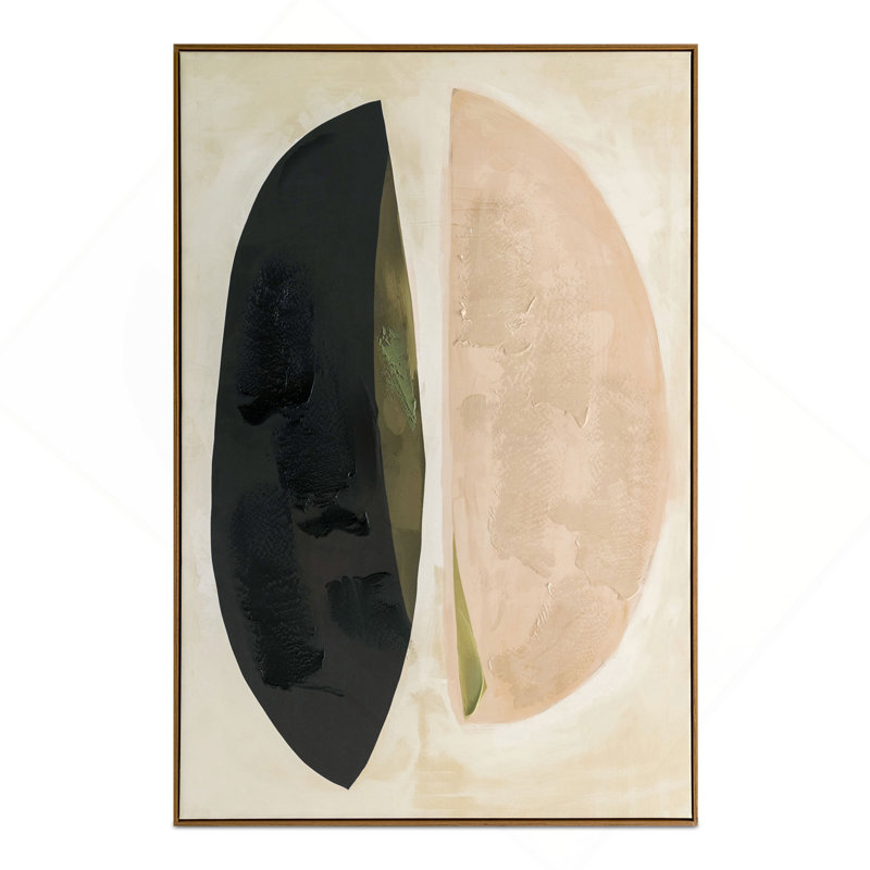 Framed Painting, Solid Wood Frame, Abstract Acrylic on Canvas