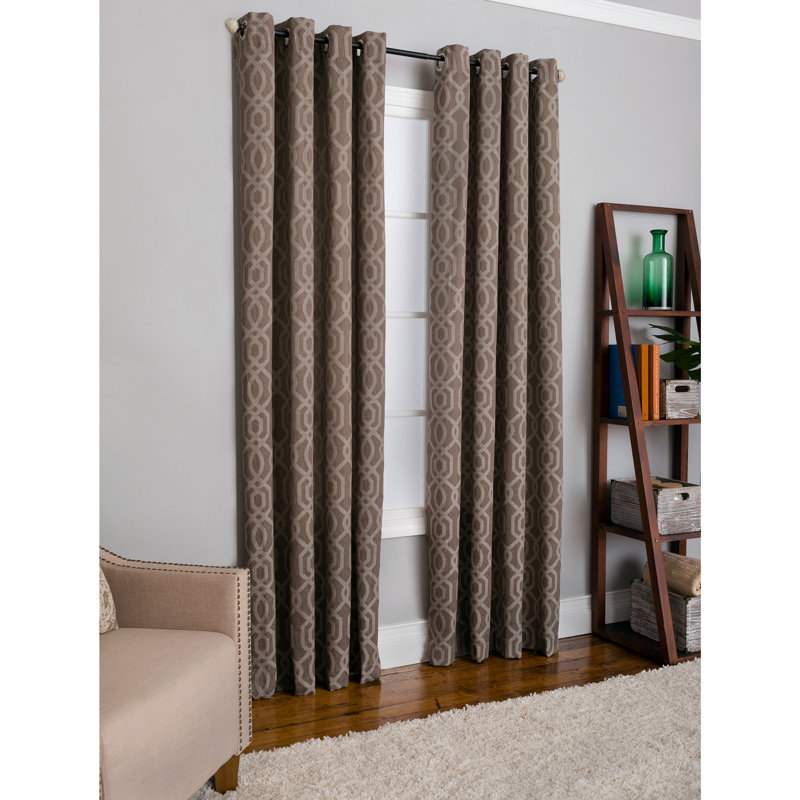 Tonileigh Polyester / Cotton Light-Filtering Geometric Curtain Panel with Grommet Top, Cobbelstone, 50'' W x 63'' L