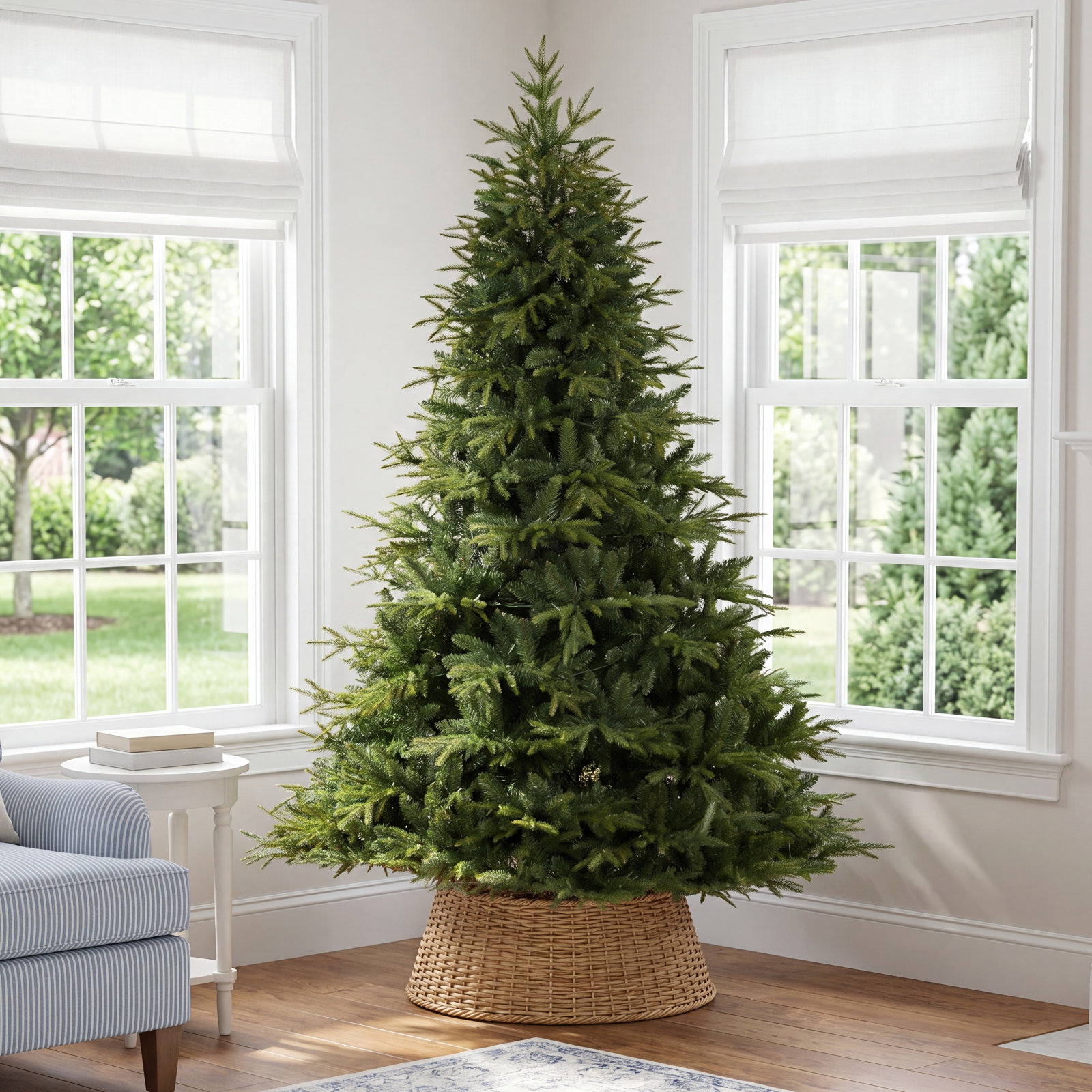 Green Lighted Artificial Christmas Tree, 8' H