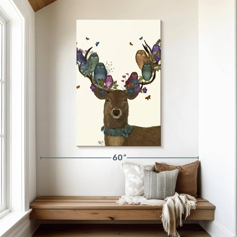 Brampt Deer Birdkeeper Owls, 48" H x 32" W