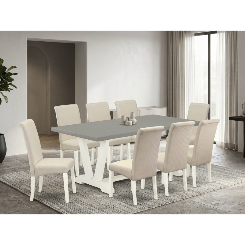 8 - Person Solid Wood Solid Wood Top Trestle Dining Set