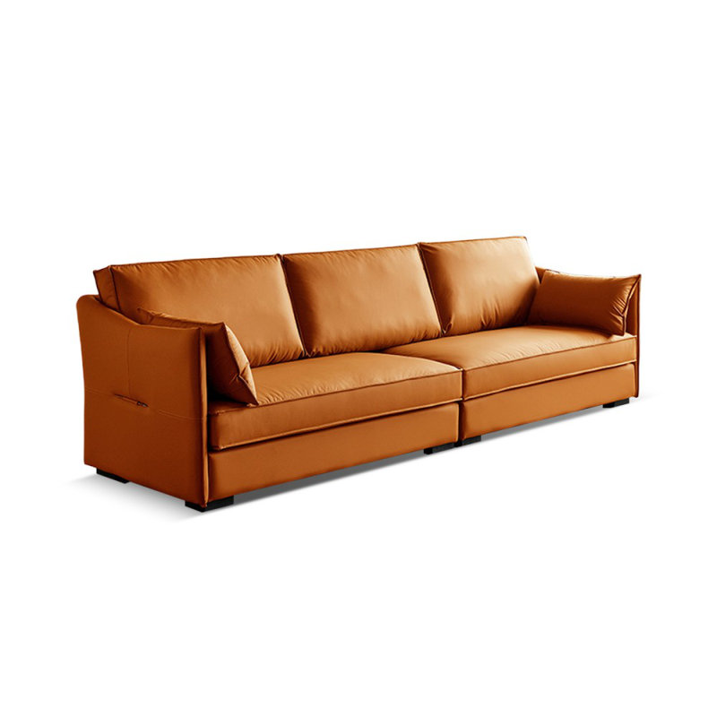 Canapé modulaire à peau de chat, Orange, 4, H 36,22 po x l 114,17 po x P 38,58 po