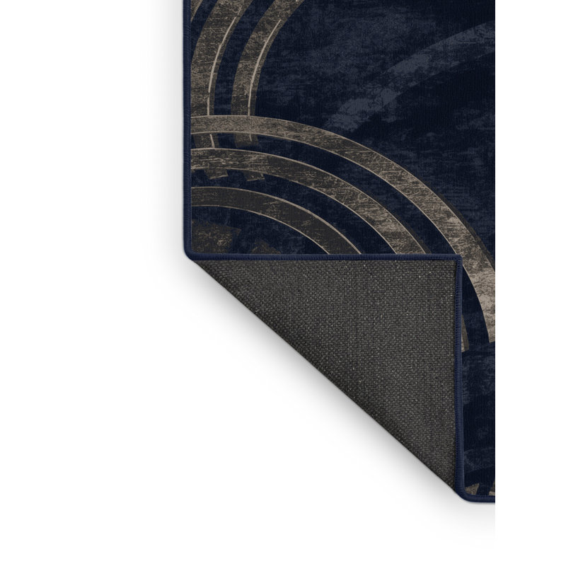 Soft Plush Eslinger Halloween Modern & Contemporary Abstract Area Rug in Gray – Navy Binding, 7x10