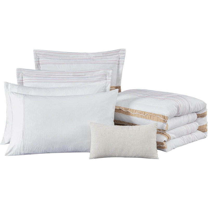King Size Taupe Multicolor Polyester Comforter Set