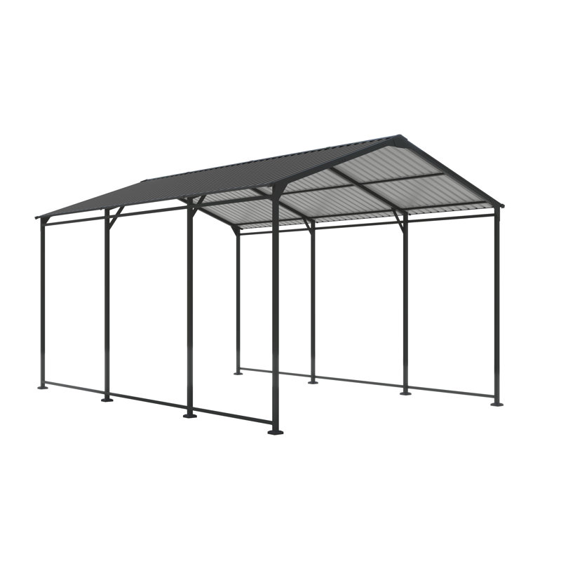 Metal Carport 10 ×15 FT Heavy Duty With Galvanized Steel Roof, Metal Garage Canopy With Galvanized Steel Roof & Frame, Car Tent Outdoor Storage Shed For Car, Boats And Truck, Gray