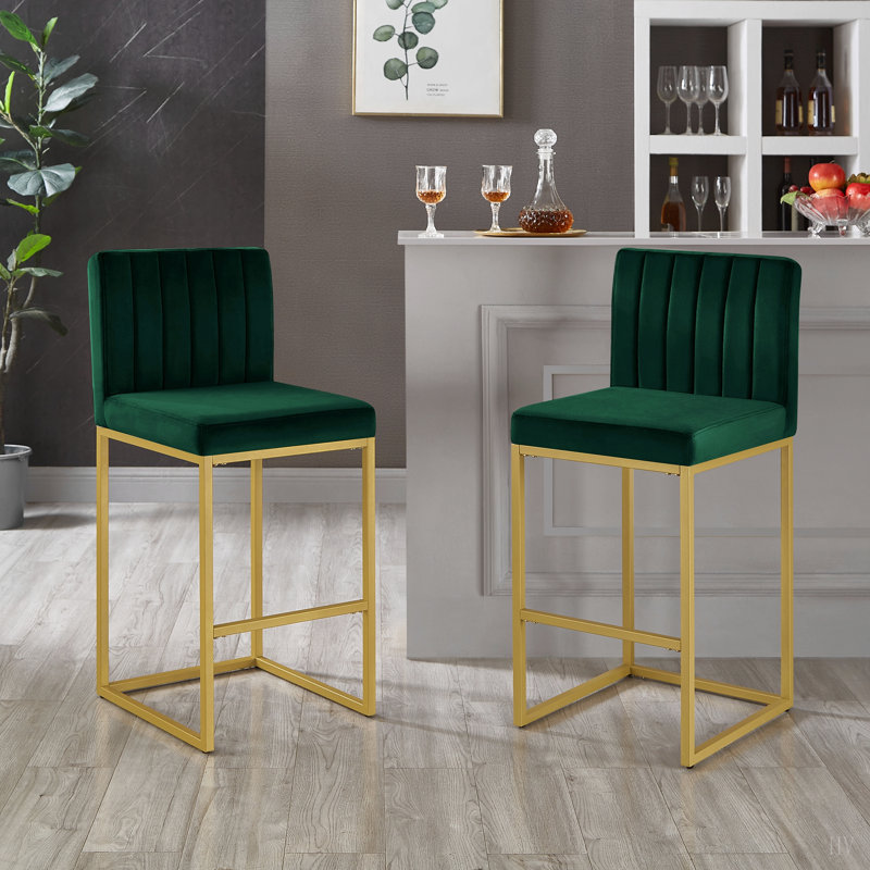 Tabouret à hauteur de comptoir moderne avec dossier plein et pieds robustes en fer, ensemble de 2 chaises de bar polyvalentes