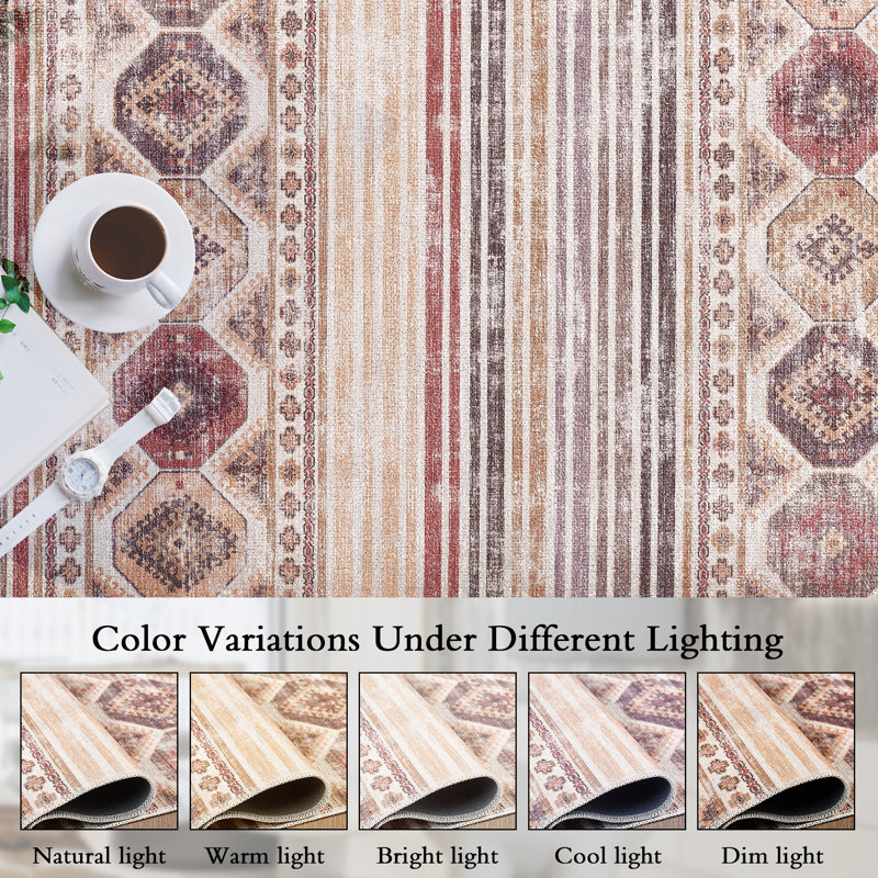 Tapis vintage lavable à la machine Zehorit pour salon, tapis de couloir et tapis d'entrée, Rectangle 3 pi 11 po x 5 pi 11 po