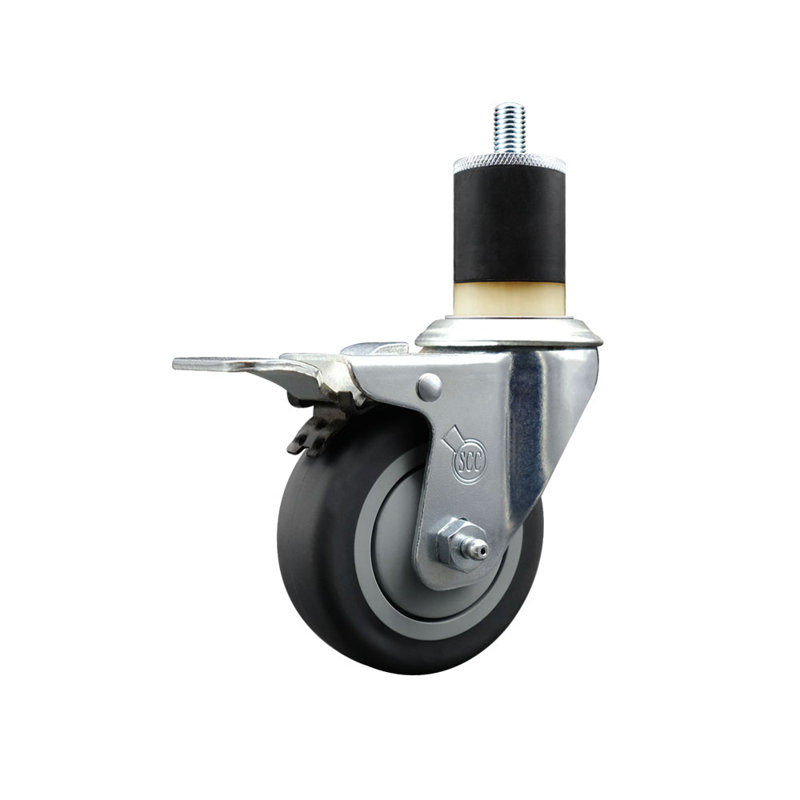 Thermoplastic Rubber Swivel 1-7/8 Inch Expanding Stem Caster Total Lock Brake SCC