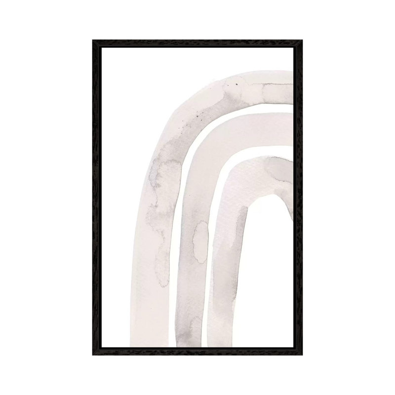 Grey Abstract Rainbow by Whales Way - Painting on Canvas, 101.6cm H x 66.04cm W x 3.81cm D, Black Framed