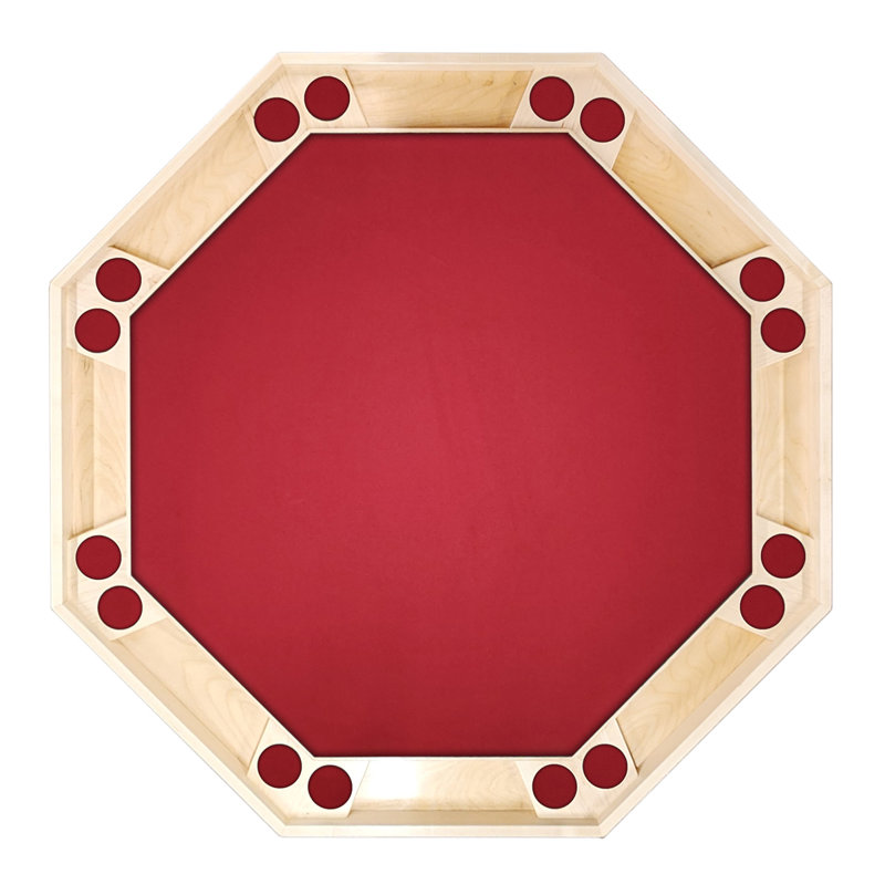 Table de poker Classic, L 57 po x P 57 po x H 29,5 po, Naturel, Feutre rouge
